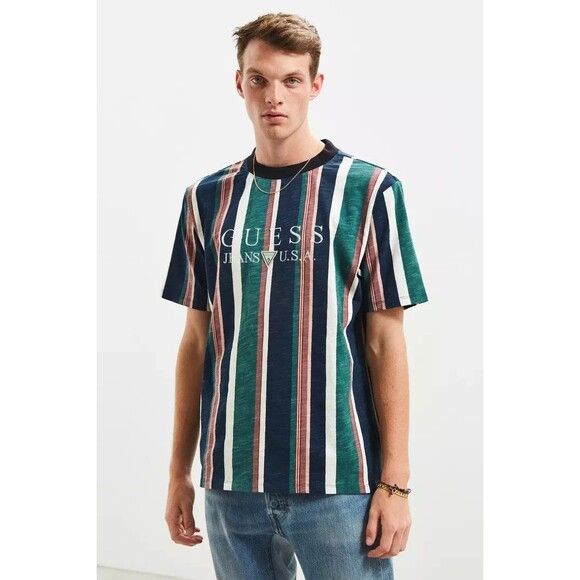 GUESS JEANS Men's ’81 Sayer Stripe Logo Tee in Mutli Size XL - Picture 6 of 6